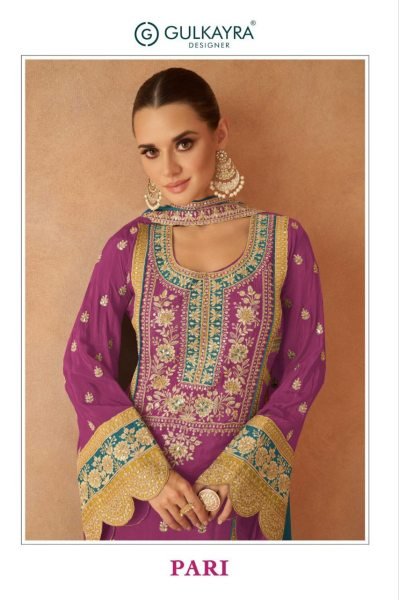 Real Chinon Fabric Embroidery Embellishment Festive Wear Plazoo Suit Set Pakistani Suits Wholesale