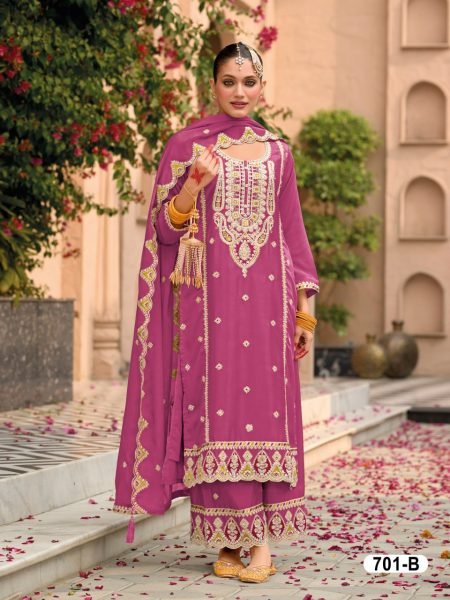 Designer Real Chinon Embroidered Party And Wedding Wear Suit Set with Dupatta At Lowest Price Pakistani Suits Wholesale