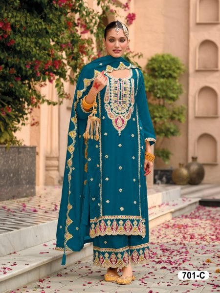 Designer Real Chinon Embroidered Party And Wedding Wear Suit Set with Dupatta At Lowest Price Pakistani Suits Wholesale