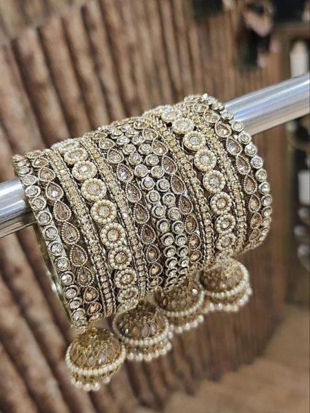 Designer Reverse AD Bangles Set with American Diamond For Wedding 