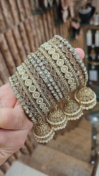 Designer Reverse AD Bangles Set with American Diamond For Wedding Fashion Accessories Wholesale