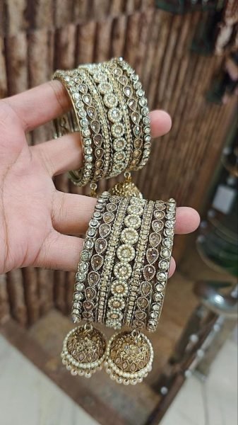 Designer Reverse AD Bangles Set with American Diamond For Wedding Fashion Accessories Wholesale
