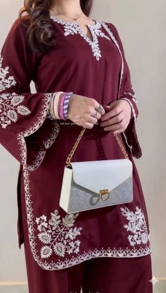 Designer Roman Cotton Farshi Salwar Suit with Embroidered Dupatta Ready To Wear Collection