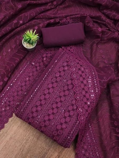 Designer Sequence Work Dress Material with Premium Quality Fabrics Color Set Matching Dress Material Wholesale