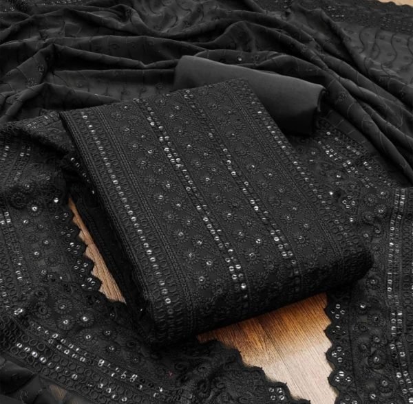 Designer Sequence Work Dress Material with Premium Quality Fabrics Color Set Matching Dress Material Wholesale