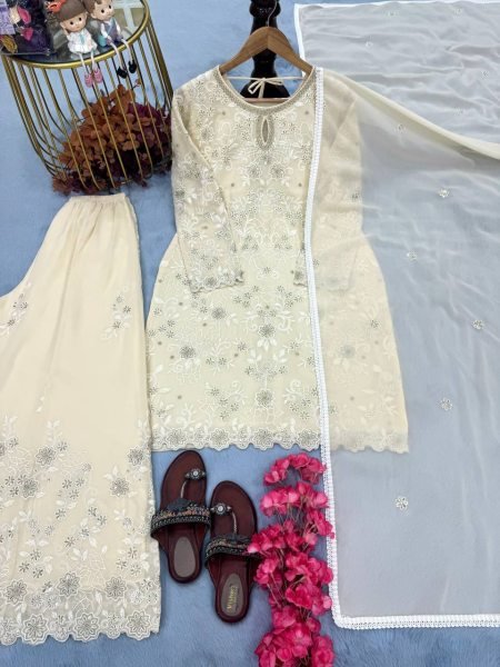 Designer Sequin Work Palazzo Suit with Tassels   Dupatta Set Fully Stitched Reseller Friendly Ready To Wear Collection