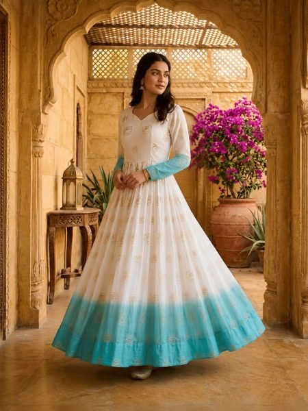 Designer Shaded Gown with Pipe Sequins Embroidery for Resellers and Retailers Anarkali Kurtis 