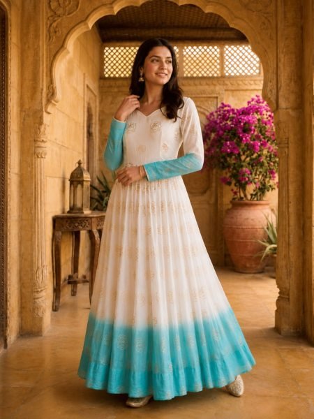 Designer Shaded Gown with Pipe Sequins Embroidery for Resellers and Retailers Anarkali Kurtis 
