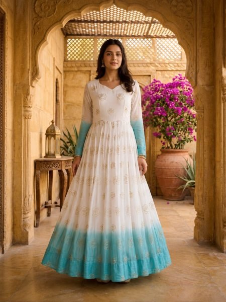 Designer Shaded Gown with Pipe Sequins Embroidery for Resellers and Retailers Anarkali Kurtis 