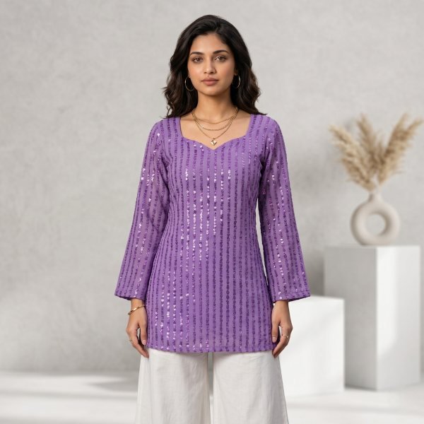 Designer Short Georgette Kurti with Sequence Work for Resellers and Retailers Full Set Kurti