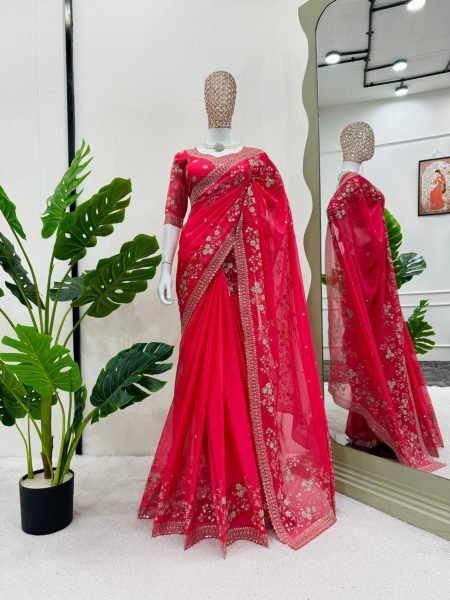 Designer Silk Saree With Thread And Sequence Work Blouse At Wholesale Rate Silk Sarees Wholesale
