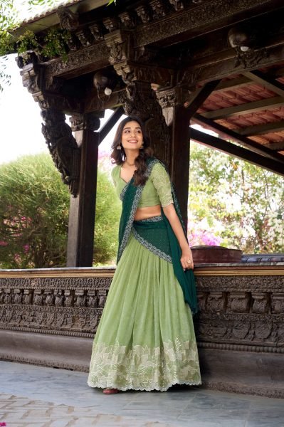 Designer Silver Glossy Lehenga with Hotfix Sequins and Thread Embroidery Best Price for Wedding Wear Designer Lehenga Choli