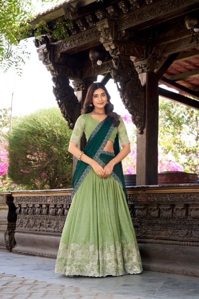 Designer Silver Glossy Lehenga with Hotfix Sequins and Thread Embroidery Best Price for Wedding Wear Designer Lehenga Choli