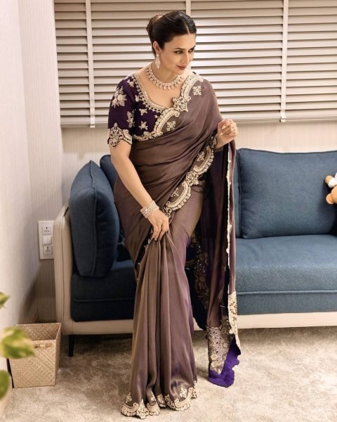 designer soft silk saree with scallop border premium zari embroidery look Embroidery Sarees Wholesale