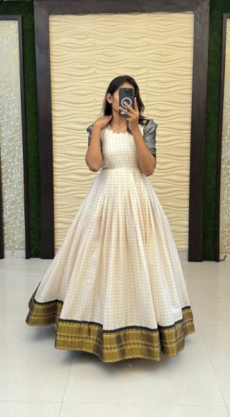 Designer South Indian Style Paithani Silk Anarkali Gown with Full Flare for Resellers and Retailers Anarkali Kurtis 