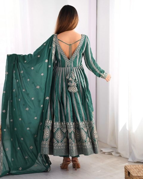 Designer Star Georgette Gown with Sequin Embroidery Dupatta Ready to Wear Party Set at Wholesale Price Georgette Kurti 