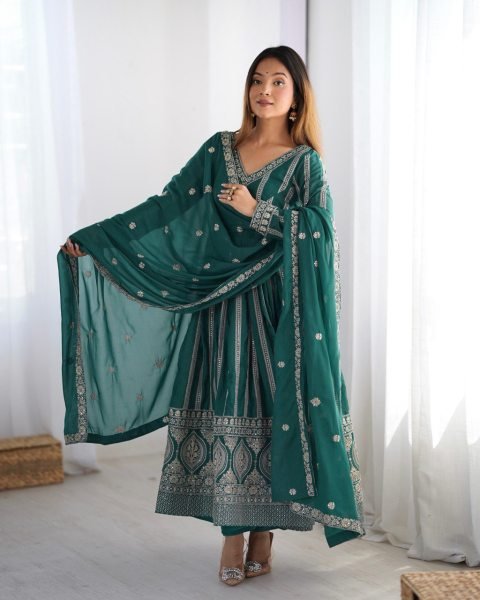 Designer Star Georgette Gown with Sequin Embroidery Dupatta Ready to Wear Party Set at Wholesale Price Georgette Kurti 