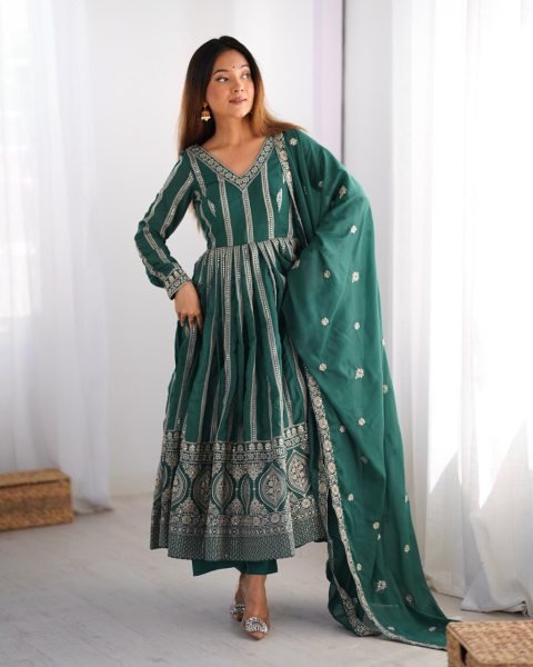 Designer Star Georgette Gown with Sequin Embroidery Dupatta Ready to Wear Party Set at Wholesale Price Georgette Kurti 