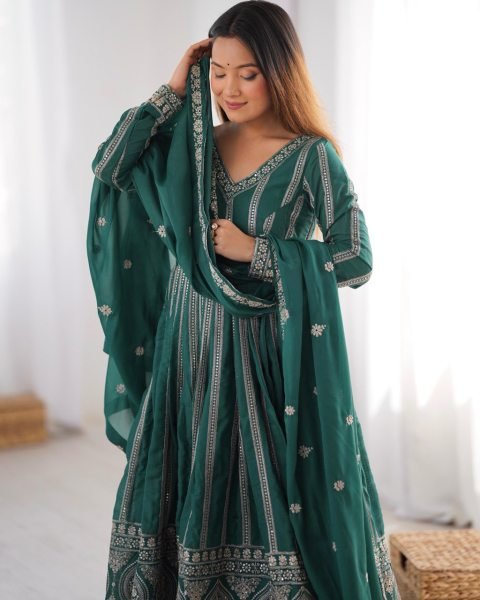 Designer Star Georgette Gown with Sequin Embroidery Dupatta Ready to Wear Party Set at Wholesale Price Georgette Kurti 