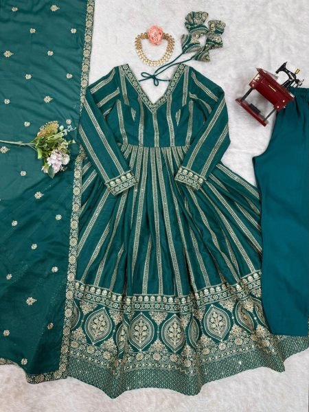 Designer Star Georgette Gown with Sequin Embroidery Dupatta Ready to Wear Party Set at Wholesale Price Georgette Kurti 