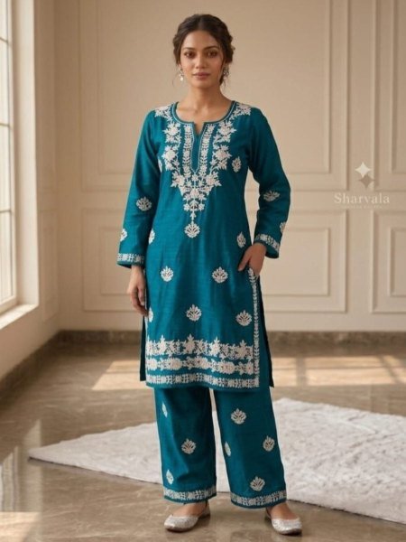 Designer Teal Blue Rayon Ethnic Wear Collection at Wholesale Rate for Women 