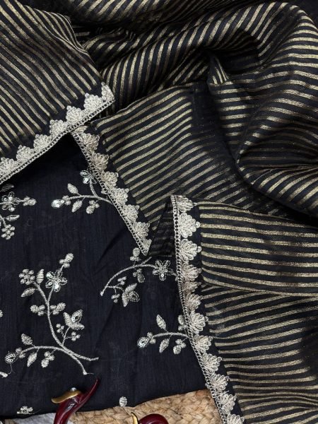 Designer Tissue Saree with Embroidered Blouse Inspired by Trisha Krishnan Embroidery Sarees Wholesale