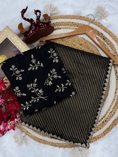 Designer Tissue Saree with Embroidered Blouse Inspired by Trisha Krishnan Embroidery Sarees Wholesale