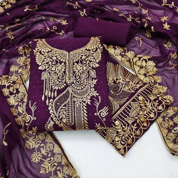 Designer Unstitched Georgette Dress Material for Women at Best Price Color Set Matching Dress Material Wholesale