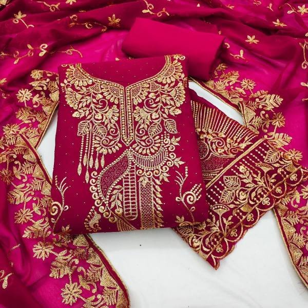 Designer Unstitched Georgette Dress Material for Women at Best Price Color Set Matching Dress Material Wholesale