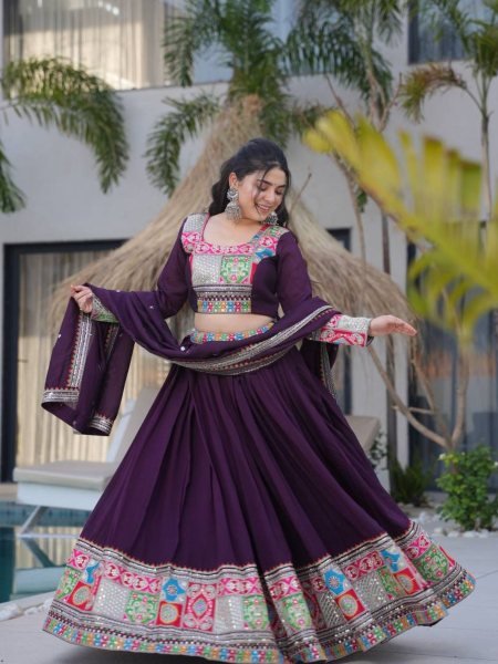 Designer Vichitra Silk Lehenga with Patchwork Border Factory Price Offer Designer Lehenga Choli