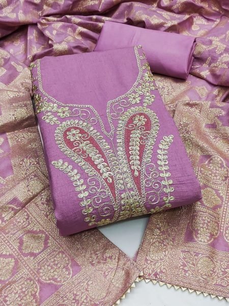 Designer Vichitra Silk Suit Set with Banarasi Touch Festive Must-Have Dress Material 