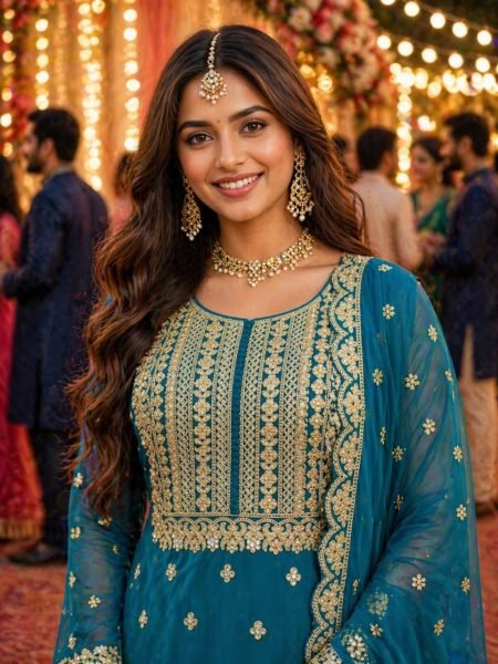 Designer Wedding Wear Teal Heavy Work Sharara Suit for Women Designer Plazzo Salwar Suits Wholesale