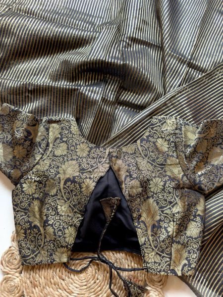 Designer Zari Stripe Saree in Soft Organza with Jacquard Blouse Premium Collection Organza Sarees Wholesale