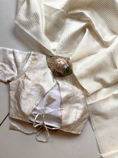 Designer Zari Stripe Saree in Soft Organza with Jacquard Blouse Premium Collection Organza Sarees Wholesale