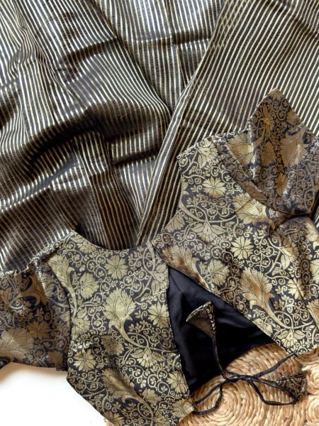 Designer Zari Stripe Saree in Soft Organza with Jacquard Blouse Premium Collection Organza Sarees Wholesale