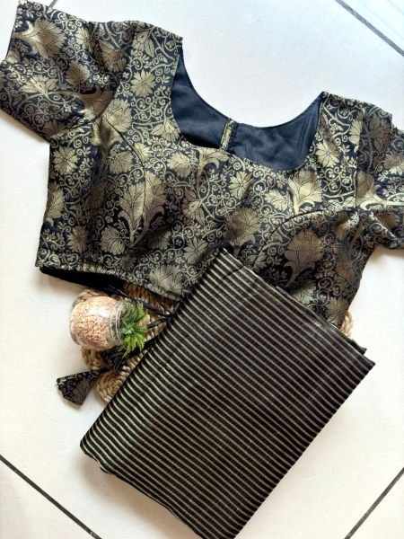 Designer Zari Stripe Saree in Soft Organza with Jacquard Blouse Premium Collection Organza Sarees Wholesale