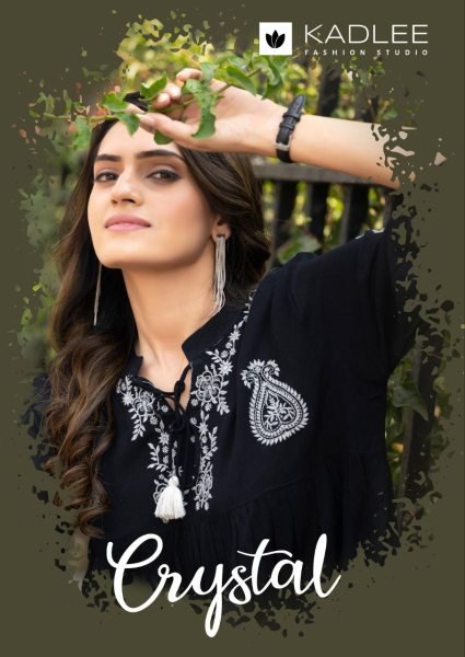 Crystal Select Collection Rayon Wrinkle Tops with Elegant Hand Embroidery Full Set Kurti