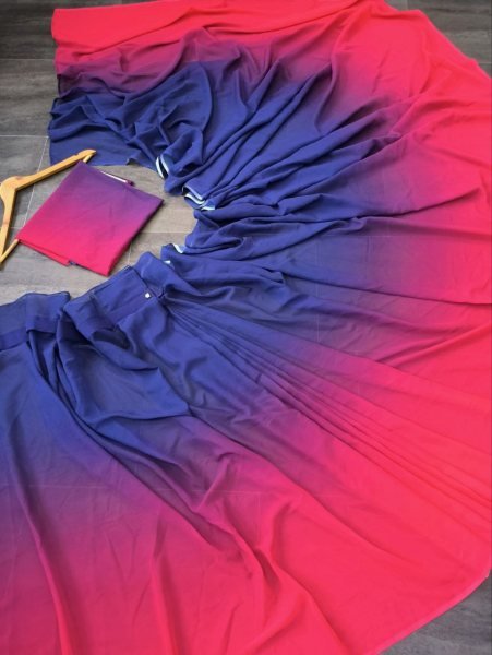 Digital Print Ready To Wear Georgette Saree Georgette Sarees Wholesale