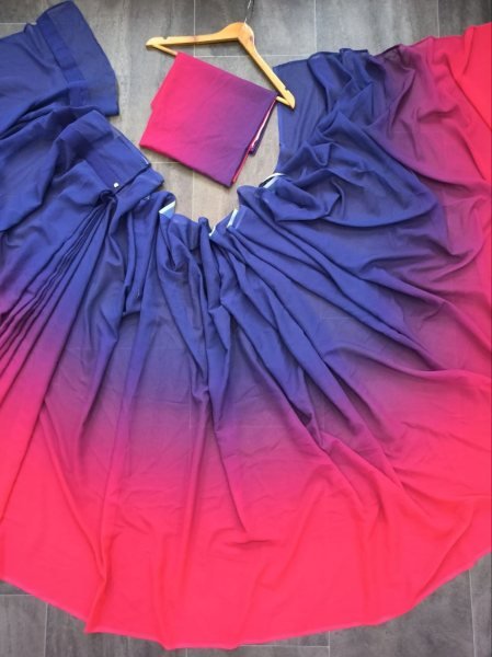 Digital Print Ready To Wear Georgette Saree Georgette Sarees Wholesale