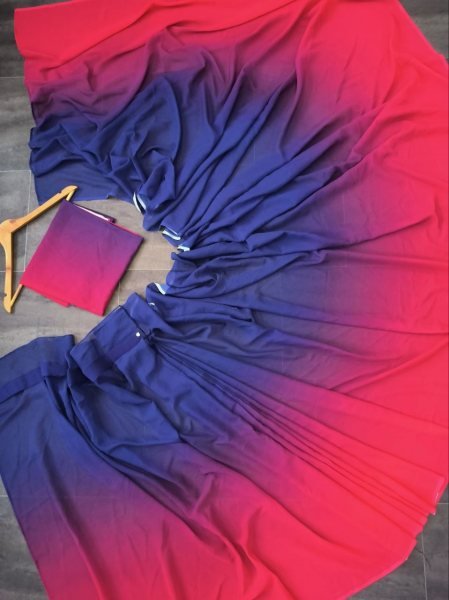 Digital Print Ready To Wear Georgette Saree Georgette Sarees Wholesale