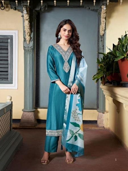 Dipali Embroidered Viscose Chanderi Straight Kurta with Jacquard Dupatta For Woman Diwali Collection