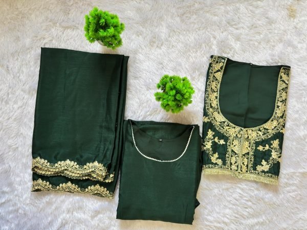 Distinctive Green Festive Wear Gown with Koti and Embroidery Dupatta Kurti With Dupatta Wholesale