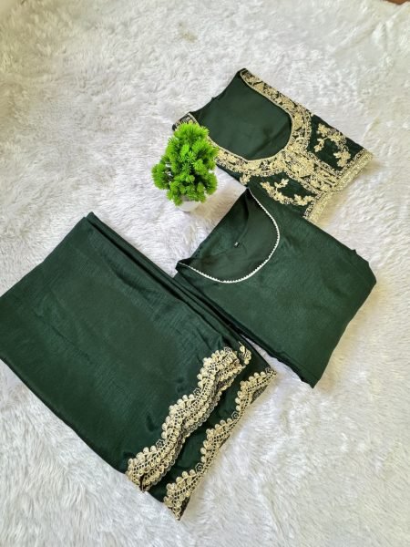 Distinctive Green Festive Wear Gown with Koti and Embroidery Dupatta Kurti With Dupatta Wholesale