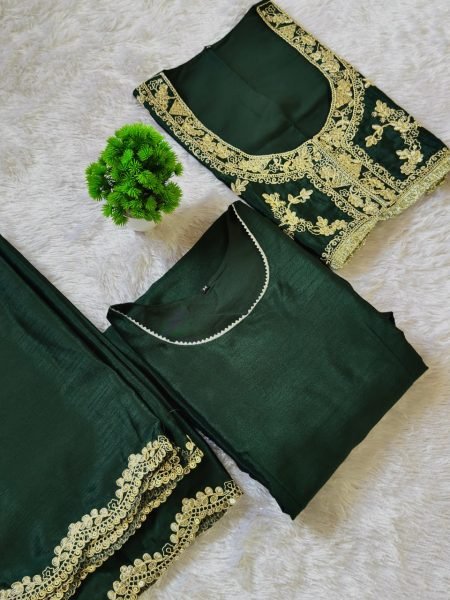 Distinctive Green Festive Wear Gown with Koti and Embroidery Dupatta Kurti With Dupatta Wholesale