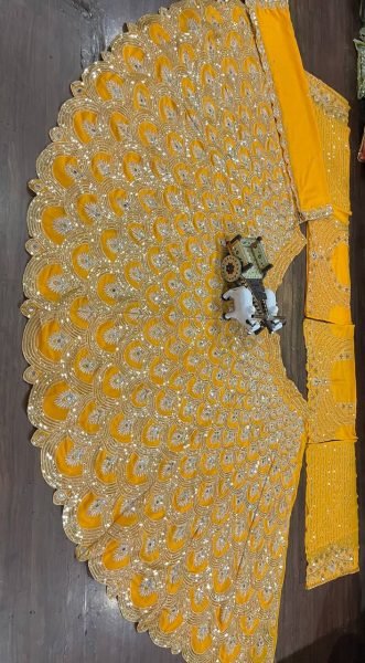 Distinctive Mustered Yellow Heavy Embroidery Lehenga Choli with Sequins Work for Party Wear Bridal Lehenga Choli