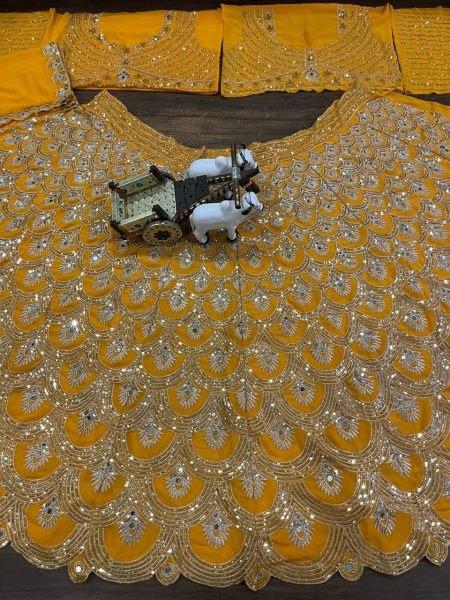 Distinctive Mustered Yellow Heavy Embroidery Lehenga Choli with Sequins Work for Party Wear Bridal Lehenga Choli