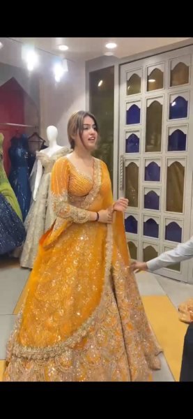 Distinctive Mustered Yellow Heavy Embroidery Lehenga Choli with Sequins Work for Party Wear Bridal Lehenga Choli