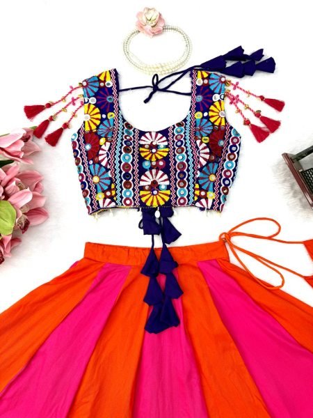 Distinctive Pink Purple Gota Patti Rayon Lehenga Choli with Fancy Lace Work at Manufacturer  Navratri Lehnega Choli