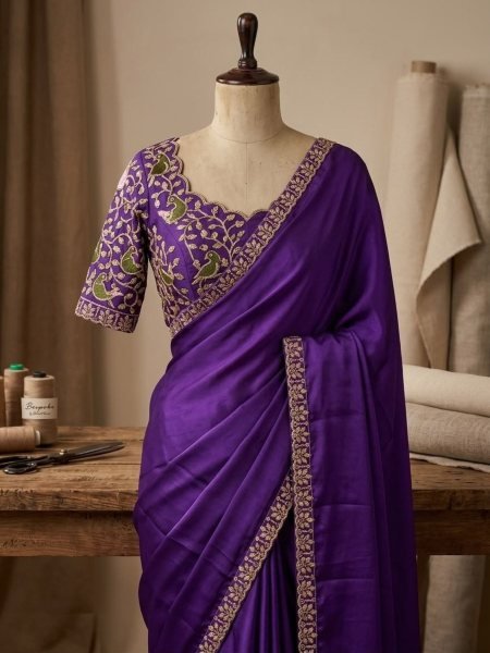 Distinctive Purple Boutique Quality Rangoli Saree With Embroidery Work  for Women Sarees 