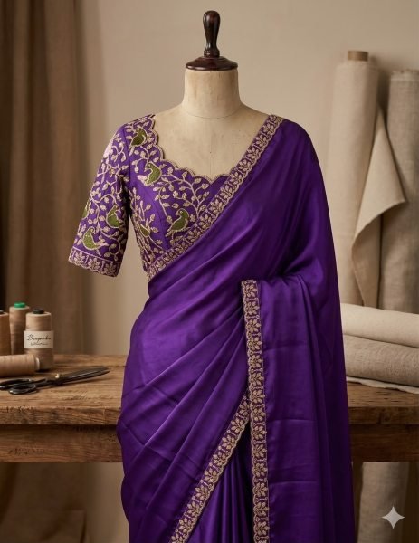 Distinctive Purple Boutique Quality Rangoli Saree With Embroidery Work  for Women Embroidery Sarees Wholesale